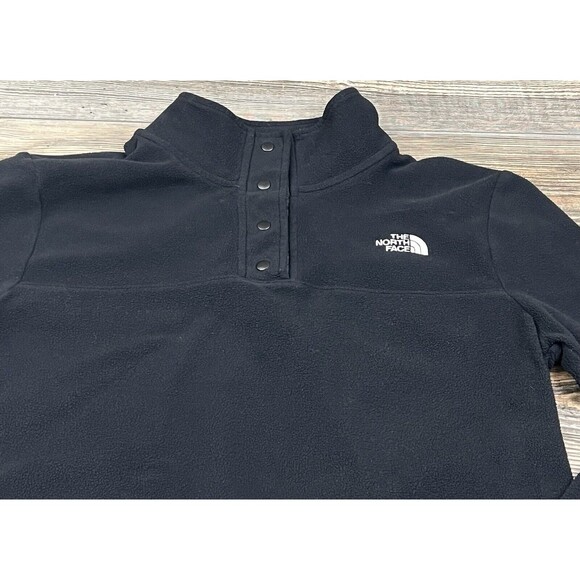 The North Face Womens S Fleece Glacier Snap Pullover Sweater Black Mock Neck - Picture 2 of 12